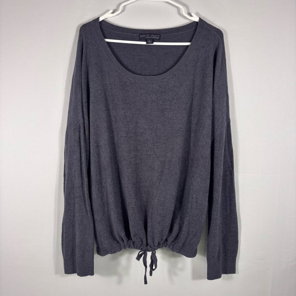 Barefoot Dreams Charter Club Charcoal Drawstring Hem Long Sleeve Top